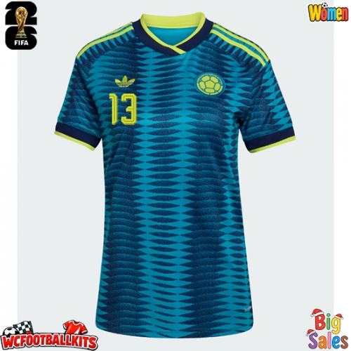 Colombia Yerry Mina #13 Replica Away Stadium Shirt for Women World Cup 2026 Short Sleeve